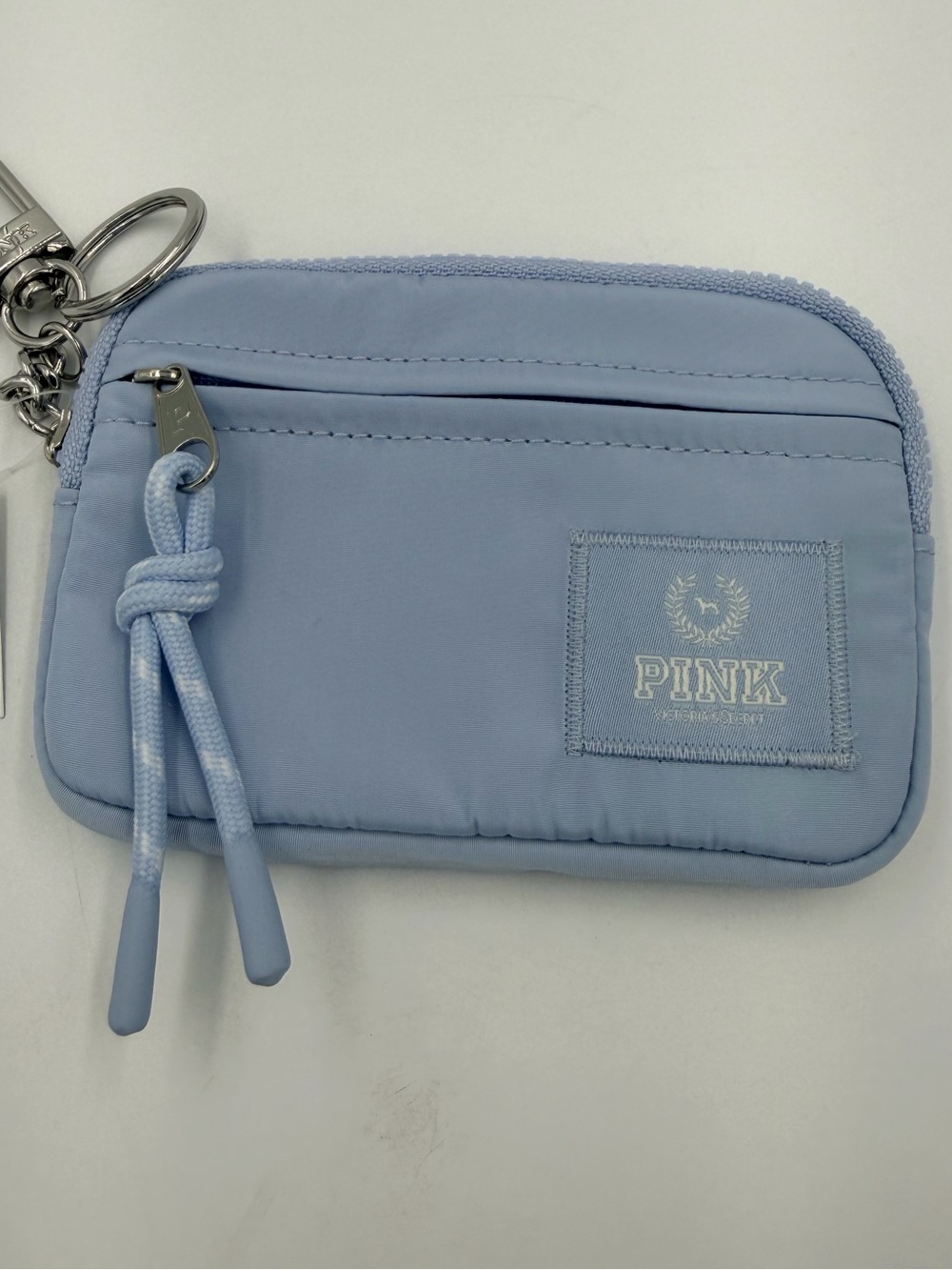 Victoria’s Secret / PINK Zip Card Holder w/ Keychain - Baby Blue NWT - Picture 3 of 7